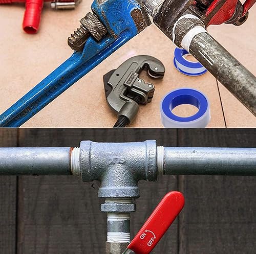 Miniatura 5 de Cinta de fontaneros de teflón, 5 rollos de 1/2 pulgada de ancho x 520 pulgadas de largo, cinta de sellado de tuberías y hilo de fontanería, sello