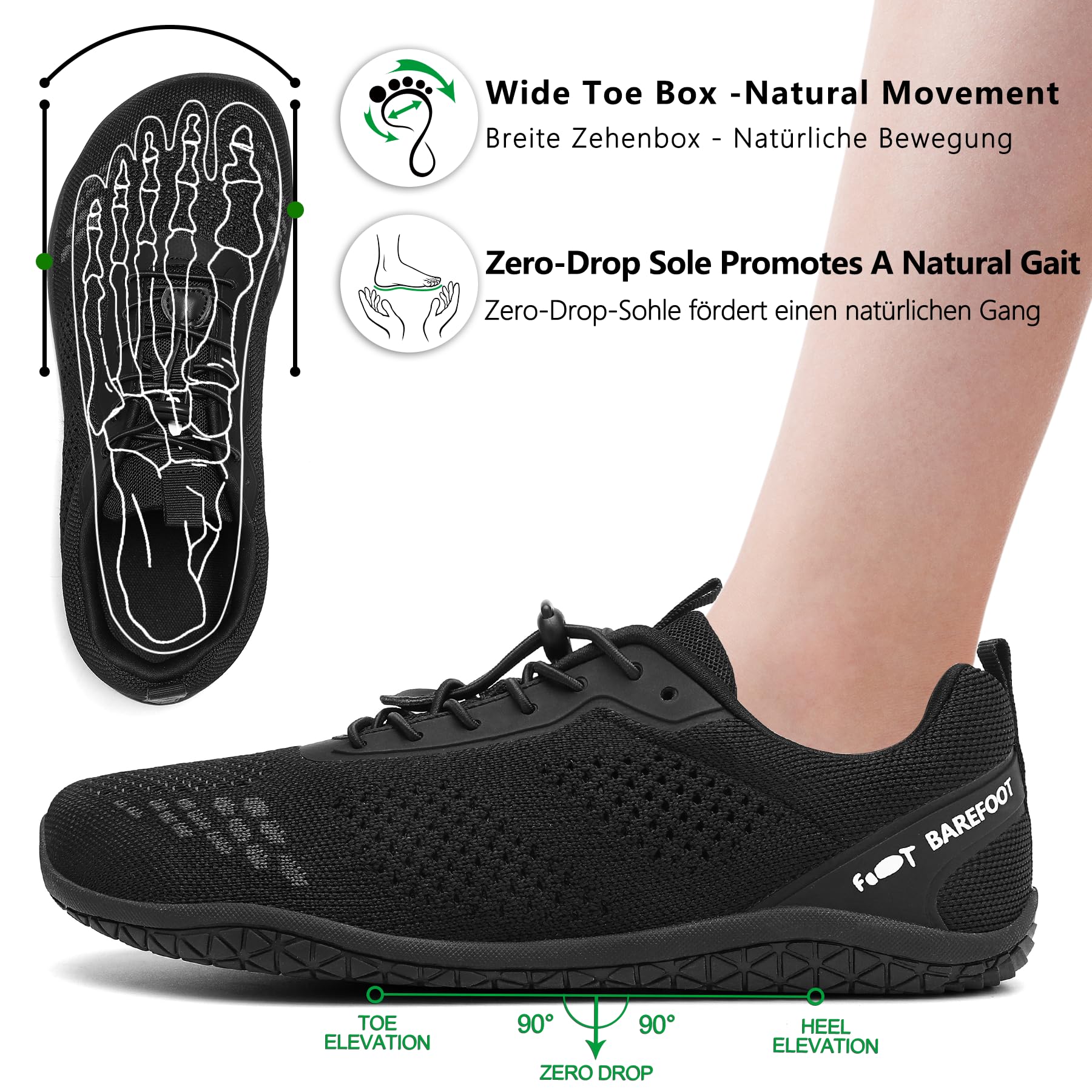 Geweo Barfußschuhe Damen Herren Minimalschuhe Barfuß Sneaker Unisex
