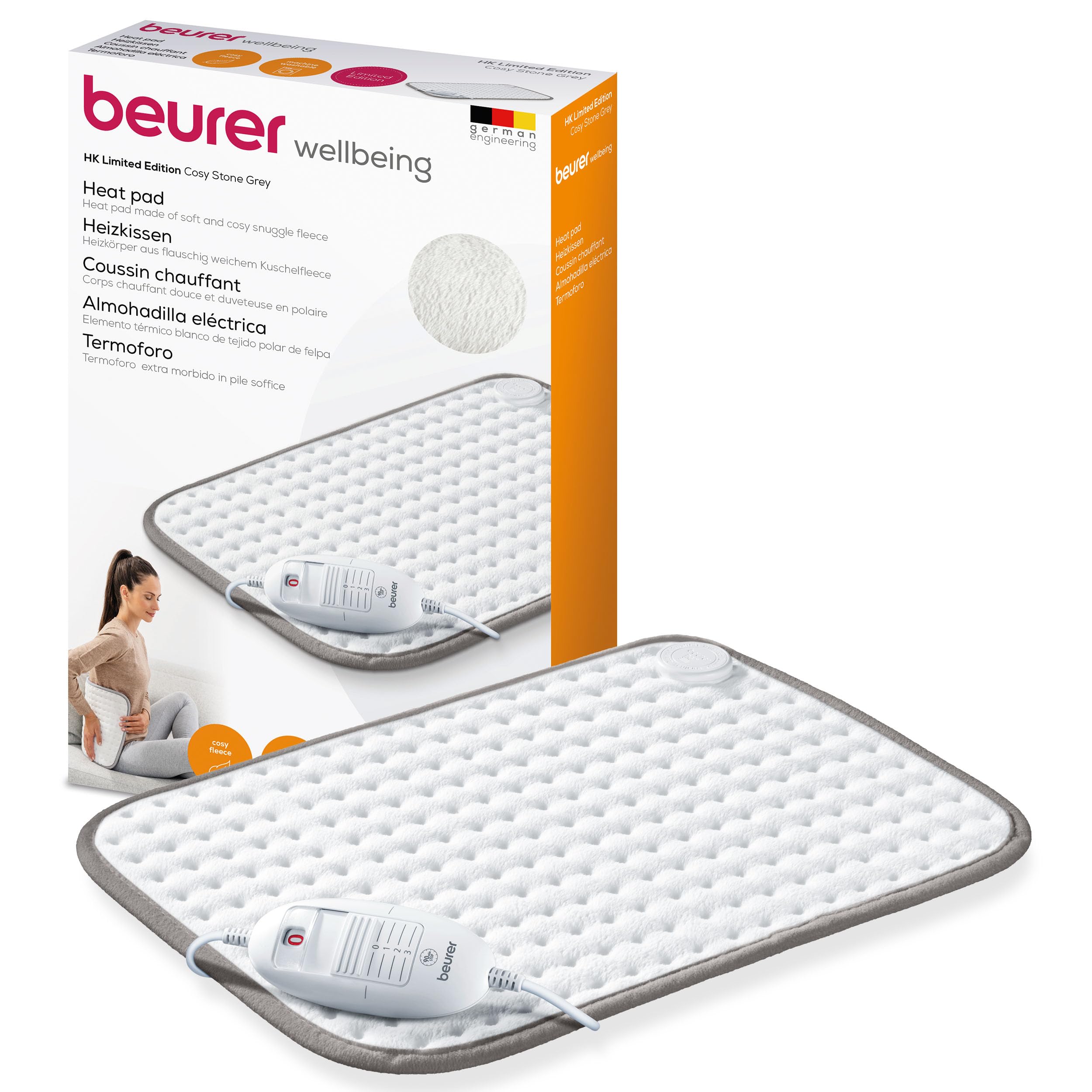 Beurer HK Limited Edition 2023 Coussin chauffant, douillet avec 3 niveaux de température et arrêt automatique, lavable en machine