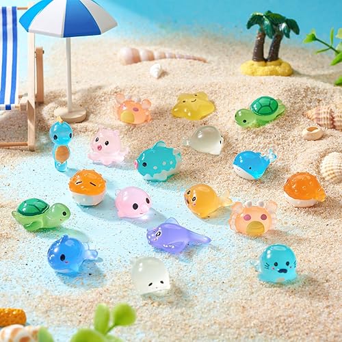 Miniatura 10 de KISSITTY 24 mini figuritas luminosas de resina luminosa de cerdo de hadas, jardín, paisaje, acuario, maceta, decoración para bricolaje, bonsái,