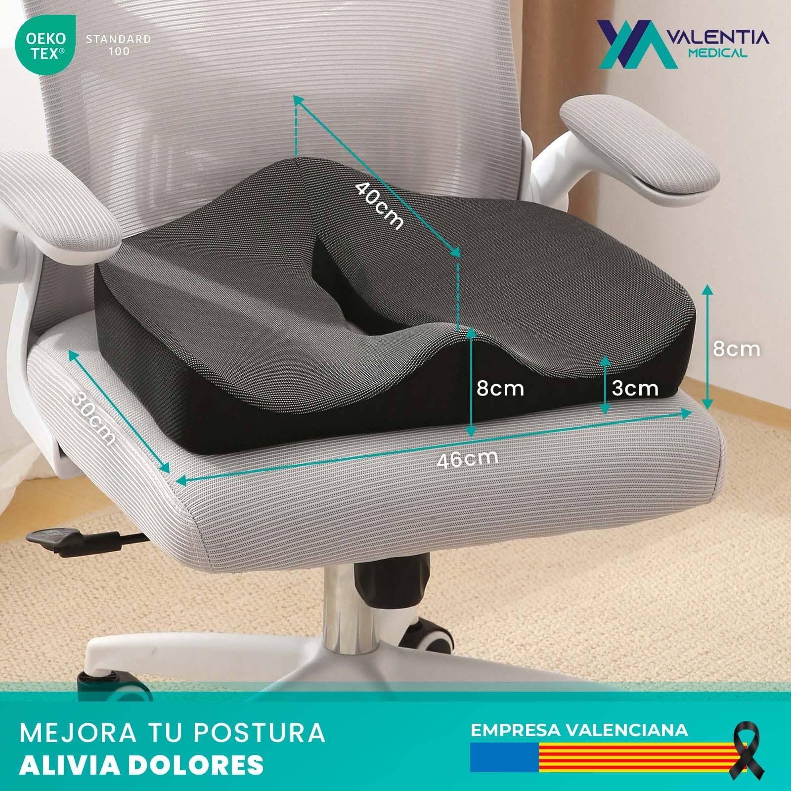Ortopedyczna poduszka ortopedyczna wiskoelastyczna – ergonomiczna poduszka przeciwpoślizgowa – łagodzi ból na krzesło biurowe + koła + samochód + gaming poduszka do siedzenia