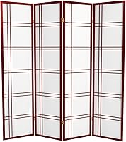 Vista 39 de Red Lantern Pantalla Shoji de doble cruz de 6 pies de alto, color blanco, 5 paneles