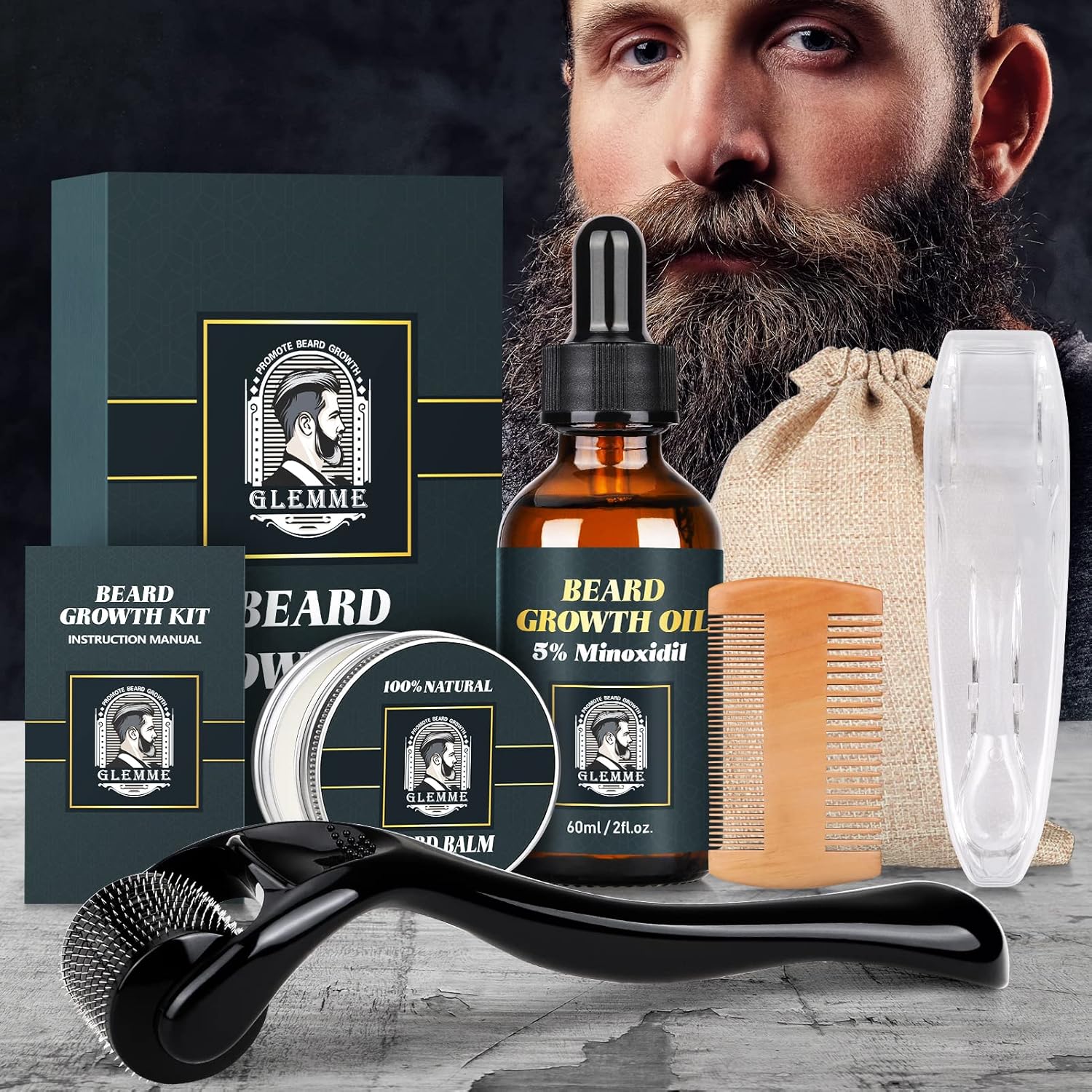 Buy 5 Minoxidil Beard Growth Kit Beard Derma Roller Beard Growth Oil