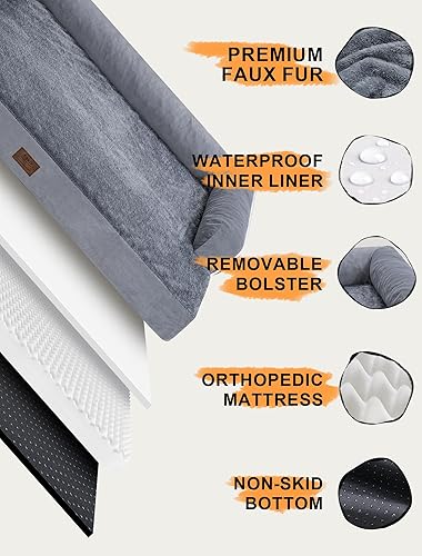 Miniatura 5 de Cama ortopédica extra grande para perros impermeable cama de espuma viscoelástica para perros XL y extra grandes, sofá sofá, lavable con funda