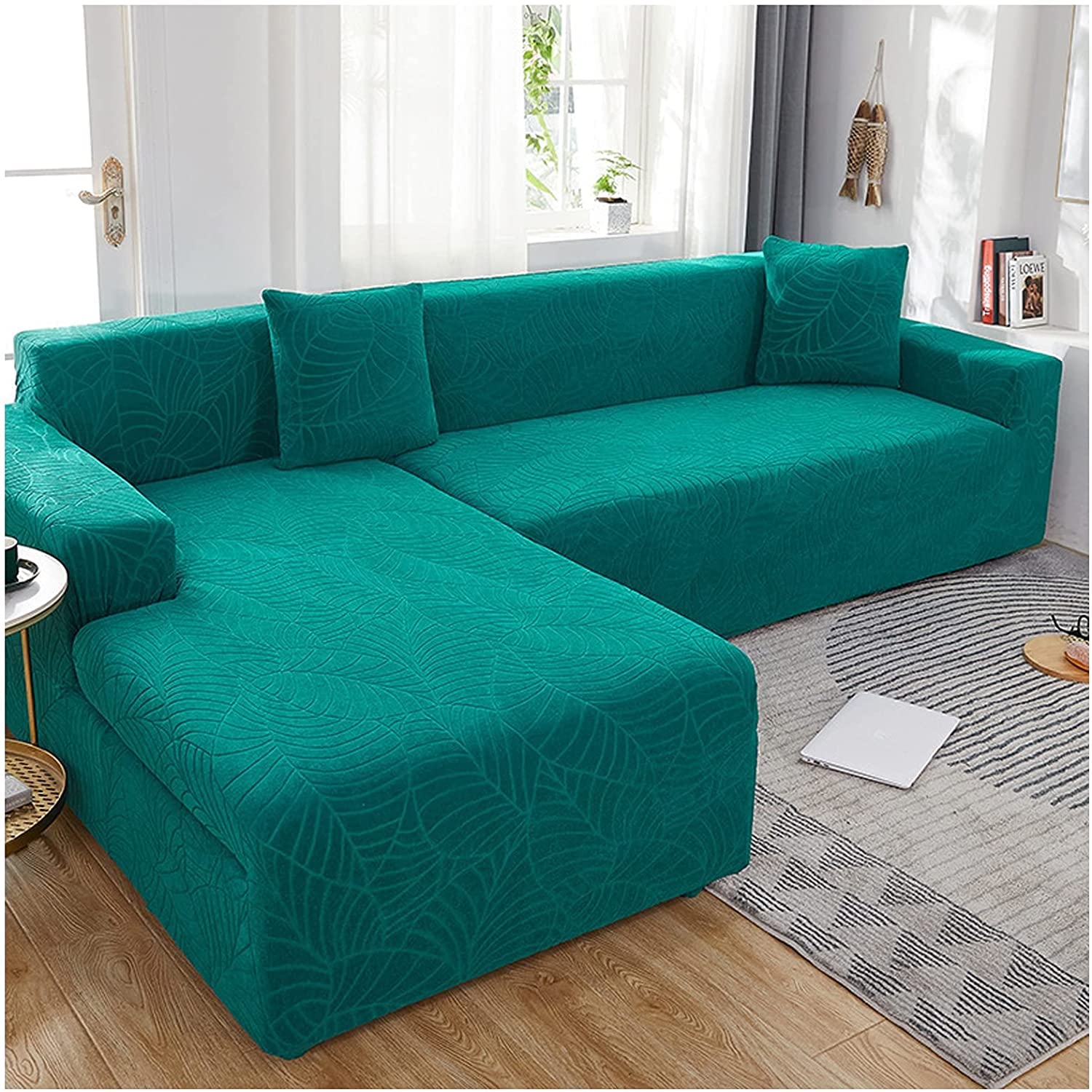 MGEMJMJ Elastic Upgrade Sofa Cover Stretch Sofa Covers, Jacquard Chaise Lounge Set Non Slip For Living Room Couch Cover(Size:2 Seater 145~185cm,Color:A)