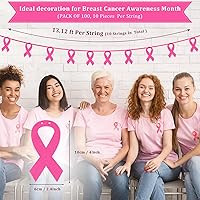 Vista 2 de Irenare Guirnalda de fieltro de cinta rosa de 13.1 pies de 13.1 pies para decoración de concientización sobre el cáncer de mama, guirnalda de cinta