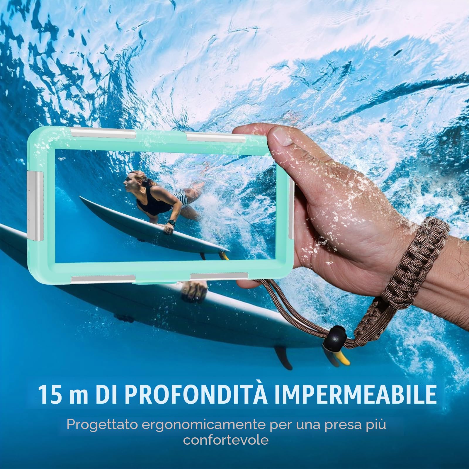 Custodia Impermeabile Smartphone IPX8 Porta custodia cellulare impermeabile 15m Subacquea compatible per iPhone 17 Pro 17 Air 16 15 Plus 12 13 14 15 16 17 Pro Max 16 15 14 Pro Samsung S25 S24 Ultra