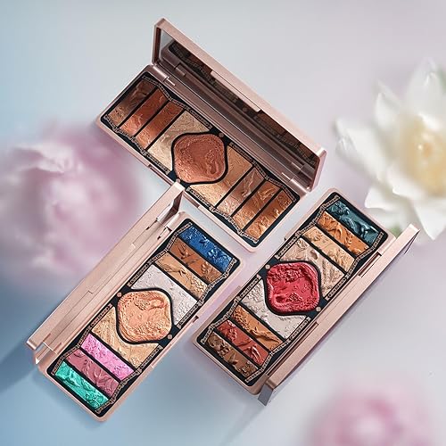 Miniatura 6 de FLORASIS Paleta de maquillaje Phoenix con grabado floral, larga duración, mezclable, natural, sombra de ojos para mujeres (03 luz solar alcista)