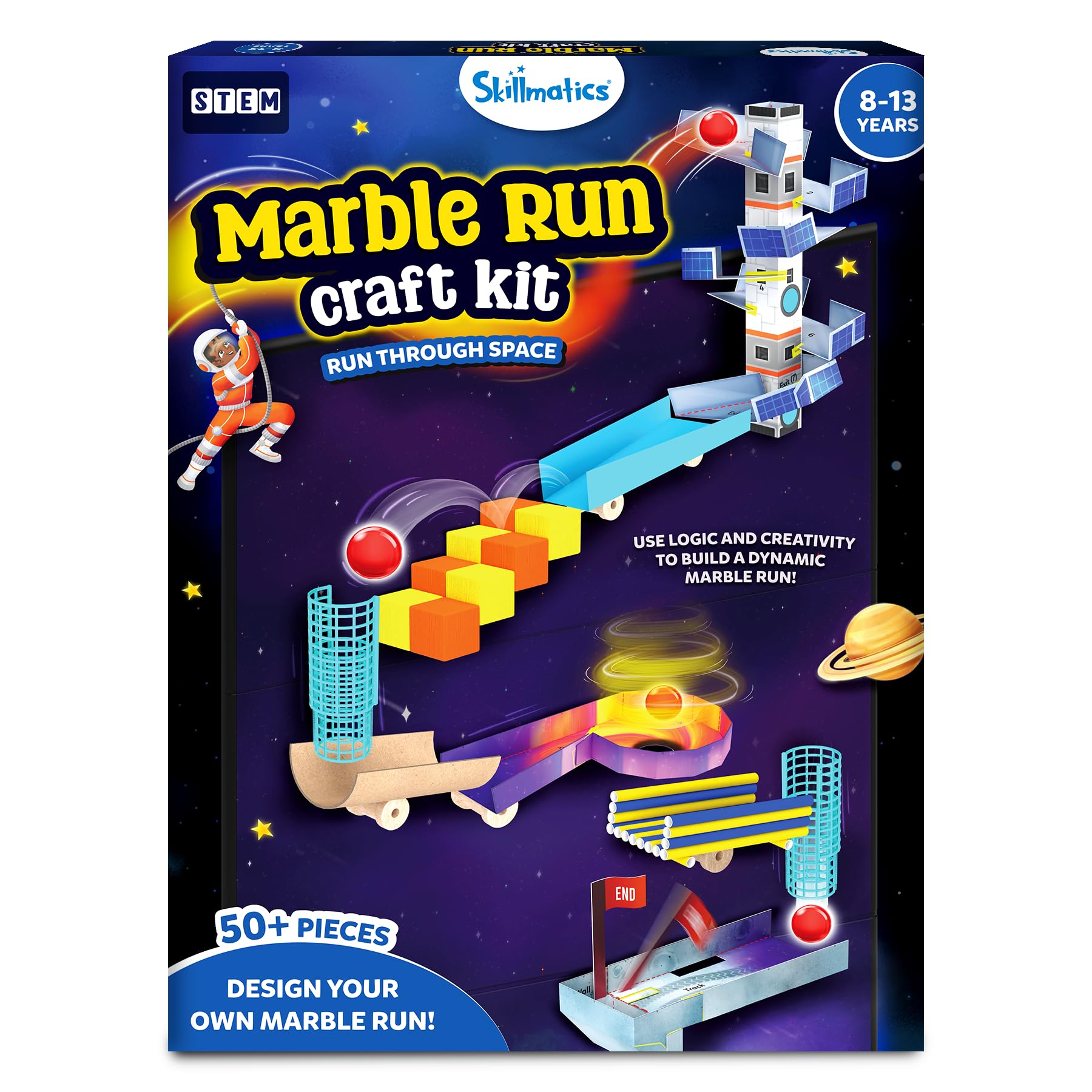 Skillmatics Marble Run STEM Building & Construction Kit - 225+ Pieces, DIY Science, Art & Craft Activity, Build Space Tracks, Educational Toys Gifts for Kids Ages 8, 9, 10, 11, 12 & 13