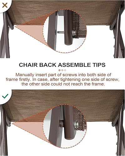 Miniatura 6 de Crestlive Products Juego de 3 tumbonas de aluminio, sillas reclinables para patio de cinco posiciones y reclinables para exteriores para todo tipo