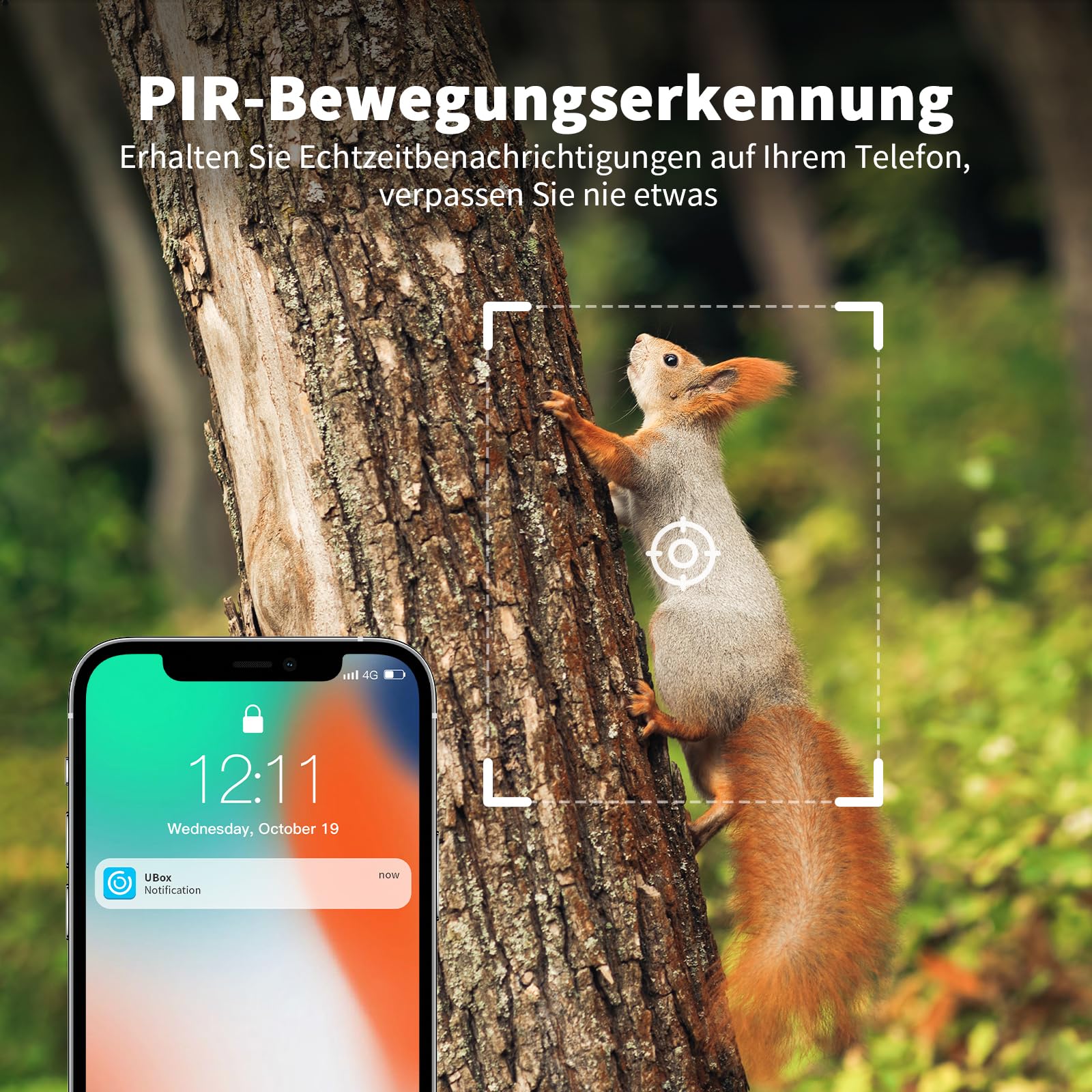 4G LTE Wildkamera mit SIM Karte, 2K Solar Wildtierkamera mit Handyübertragung App, Kabellos Überwachungskamera Aussen Akku mit Farbnachtsicht, PIR-Erkennung, 2-Weg-Audio, IP66 Wasserdicht