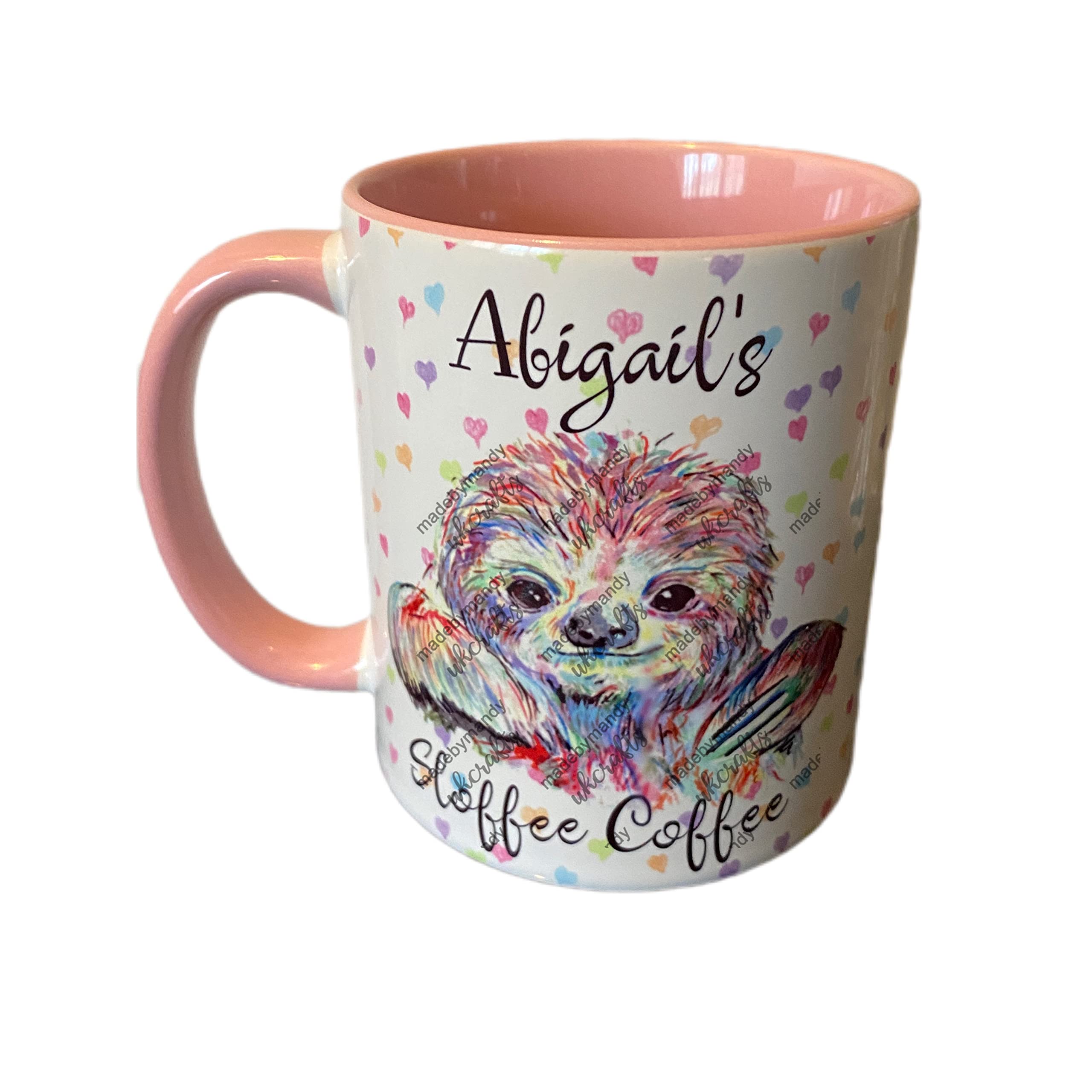 Personalised - sloffee coffee water colour designed sloth gift mug - For all occasions (White)