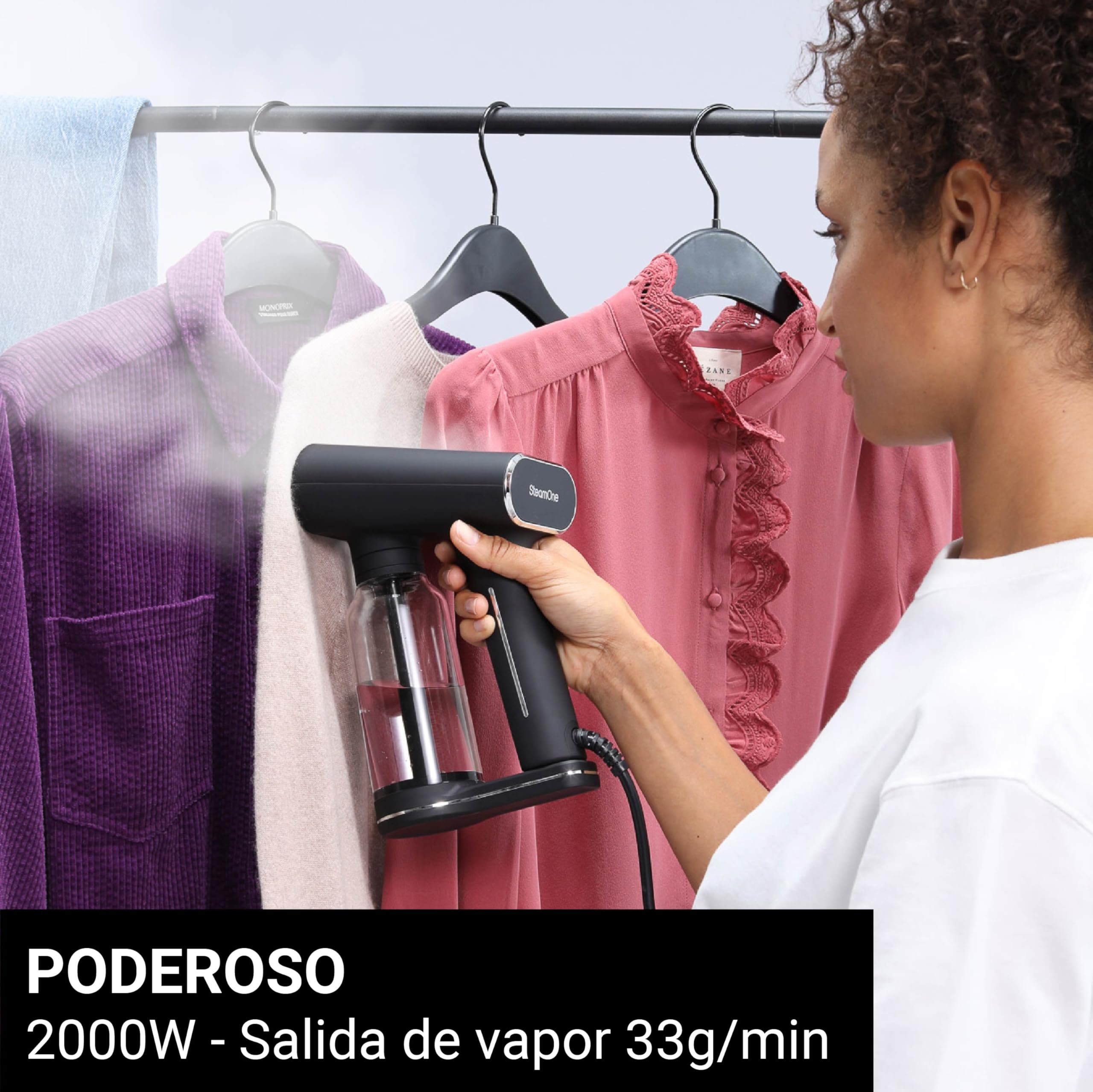 SteamOne Karl XL Vaporizador Portátil Steamer Negro 2000W - 400ml | Vaporizador Portátil Karl XL, 2000W, Depósito 400ml, 27min Autonomía, Listo en 30s, Sistema Antigoteo, EUXL400BV2