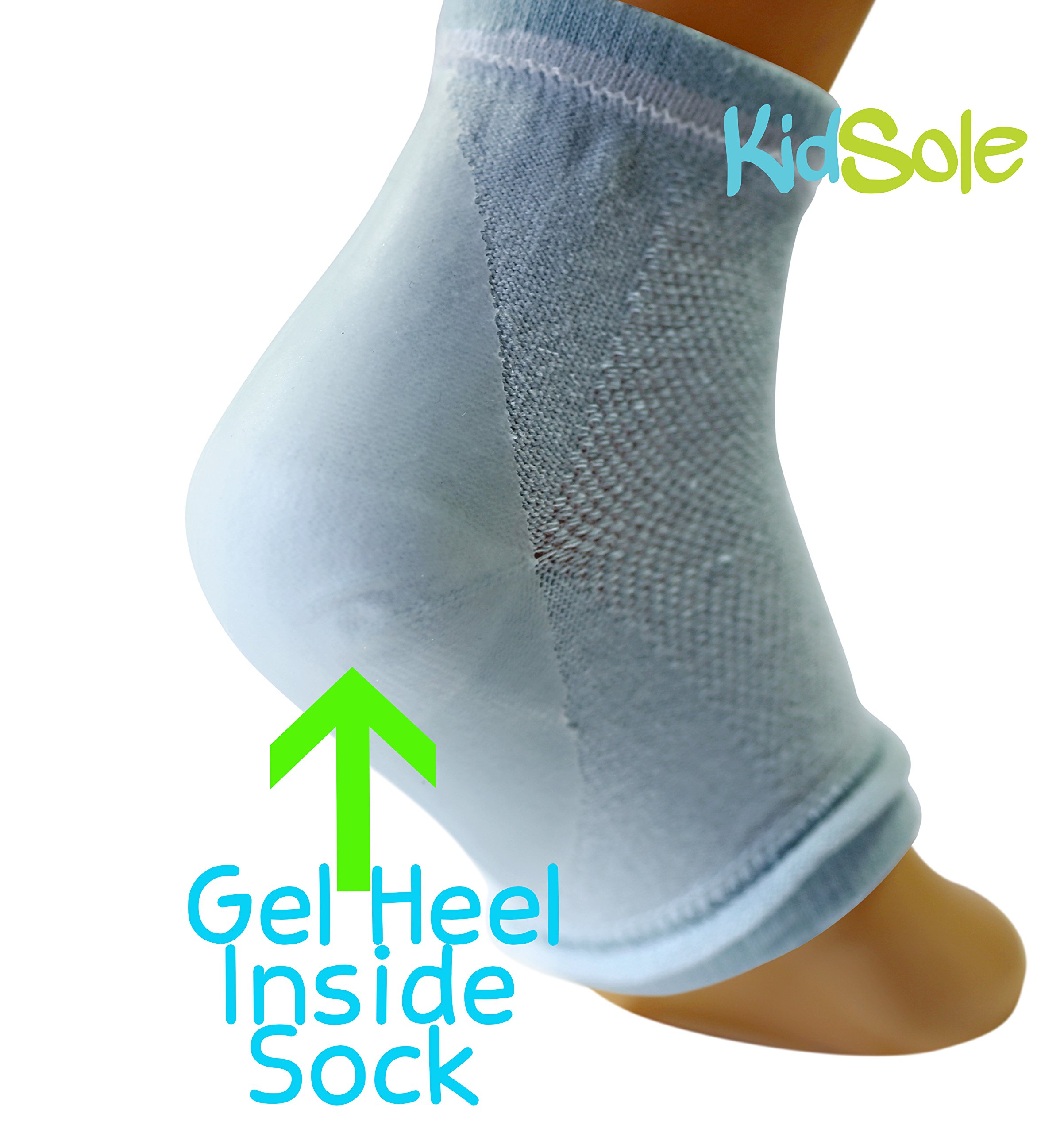 KidSole gelieren sport socken für kinder mit ferse empfindlichkeit, us-größen 2-7 (blau)