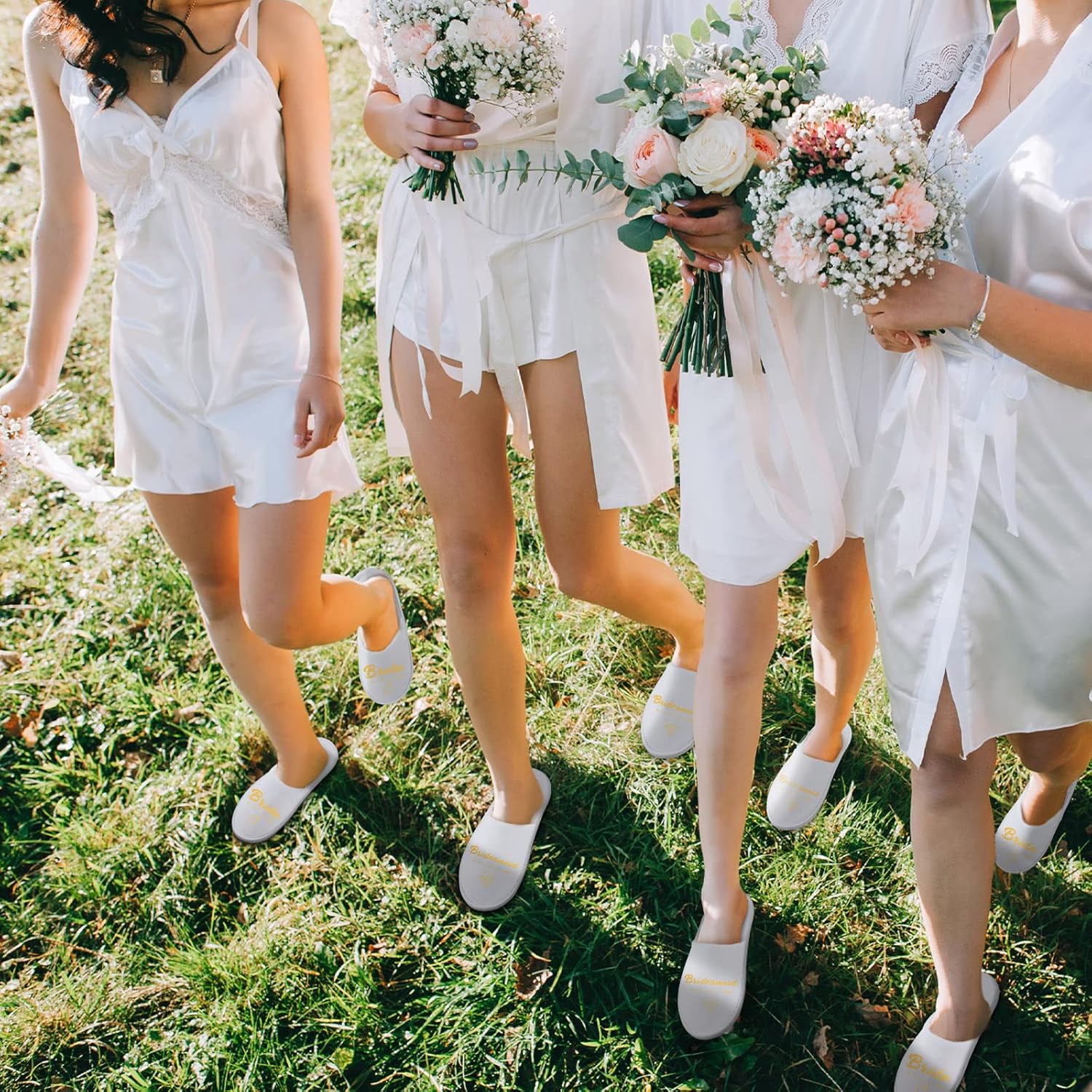 Hercicy 12 Pairs Wedding Bridesmaid Bride Slippers Set Disposable Hotel Slippers White Bridesmaid Gift Bridal Party Bridal Shower Spa accessories for Bachelorette Party Favor - Image 6