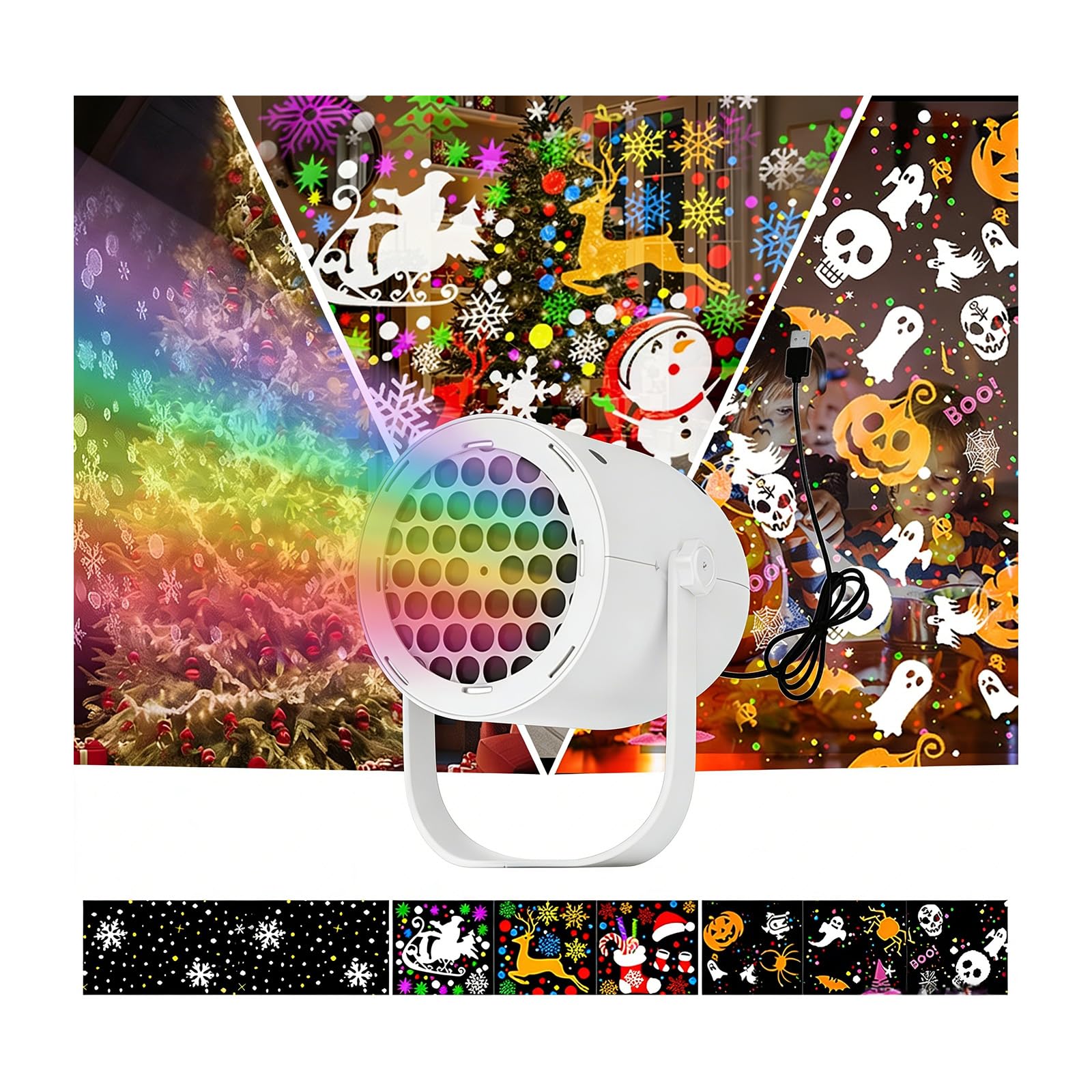 hogtnd Festival Atmospheres USB Snowflake Projector for Projecting Patterns to Turn Rooms Into Winter Wonderland Home Light