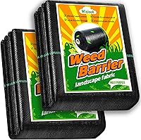Winisok Heavy Duty Weed Barrier Landscape Fabric 3FT x 100FT (2-Pack 3x50FT), Breathable Weed Control Mat for Gardens & Mulch