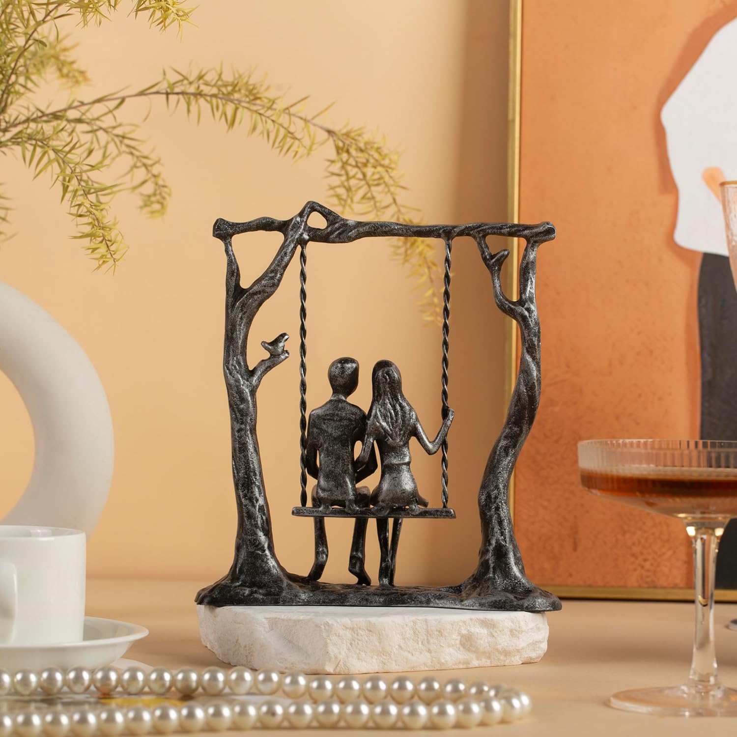 6th Anniversary Iron Sculpture Gift – Romantic Couple Statue for Her, Handcrafted Black Metal Decor – Wedding, Valentine’s, Birthday Keepsake - Image 6