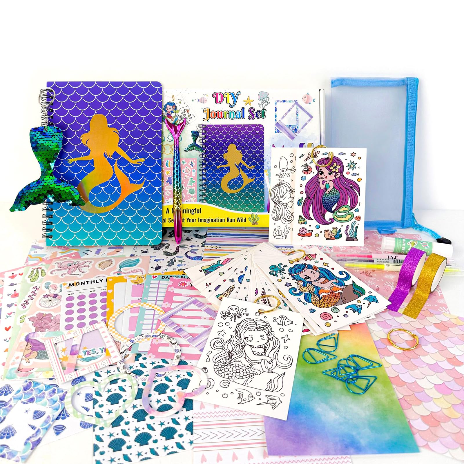 RoseFlower DIY Journal Kit for Teen Girls Xmas Birthday Diary Gifts for Girls Ages 8-14, Fun Cute Journaling Art Crafts Kit Creative Scrapbook Notebooks Stationery Diary Supplies Set for Tweens Kids