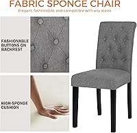 Vista 4 de thksbought Set of 4 Upholstered Fabric Dining Chairs with Button-Tufted Details (Set of 4 Gray)