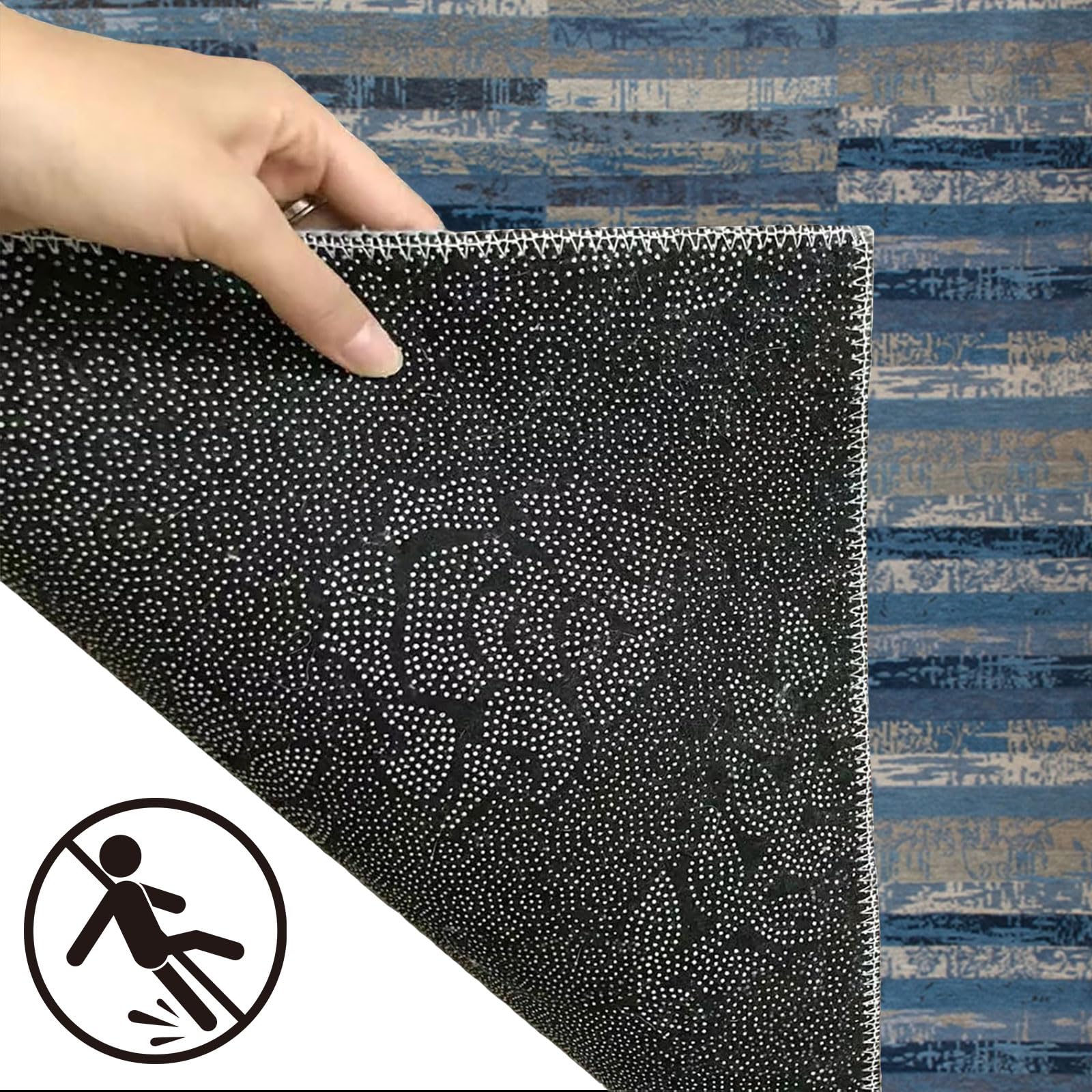 Teppich Läufer 50 x 250 cm rutschfest Waschbar Schmutzfangmatte Anpassbar, Modern, Kurzflor, Weich für Küche, Flur, Wohnraum Büro, E
