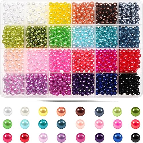 Miniatura 1 de TOAOB - 500 cuentas de perlas de vidrio multicolor de 0236in redondas hechas a mano sueltas suministros para hacer joyas collares pulseras y