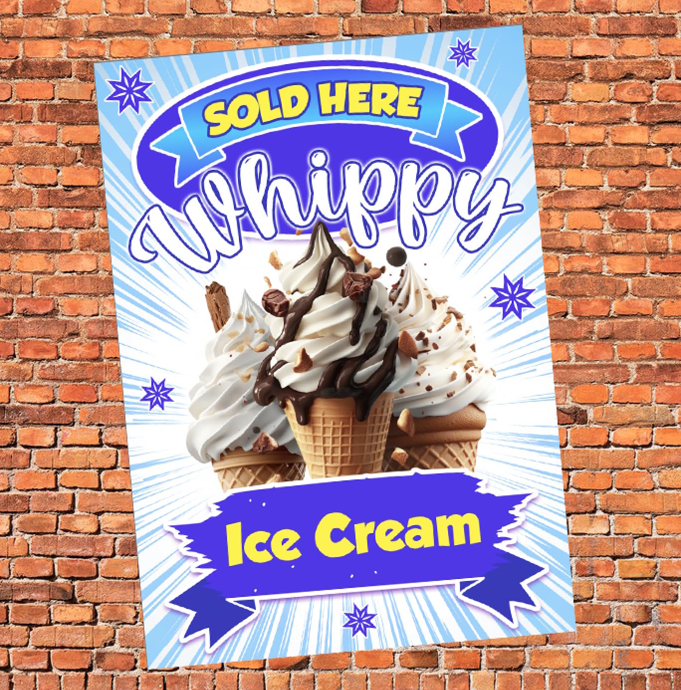 Whippy Ice Cream Sold Here Advertising Sign Self Adhesive Gloss Sticker A2 594mm x 420mm V2
