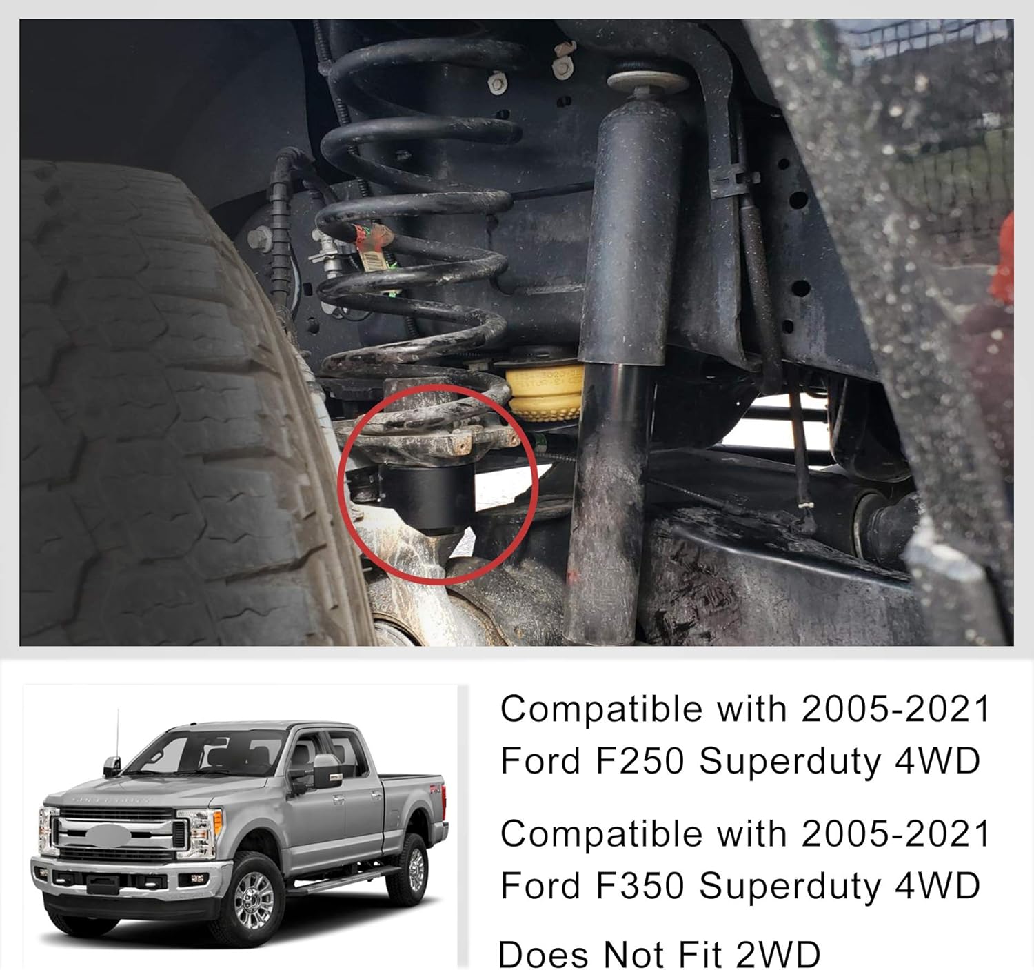BDFHYK 1.5 in Front Leveling Kit Lift Strut Spacers for 2005-2021 F250 F350 Super Duty 4WD, Does Not Fit 2WD, Aircraft Aluminum Front Spacers (2 Pack)