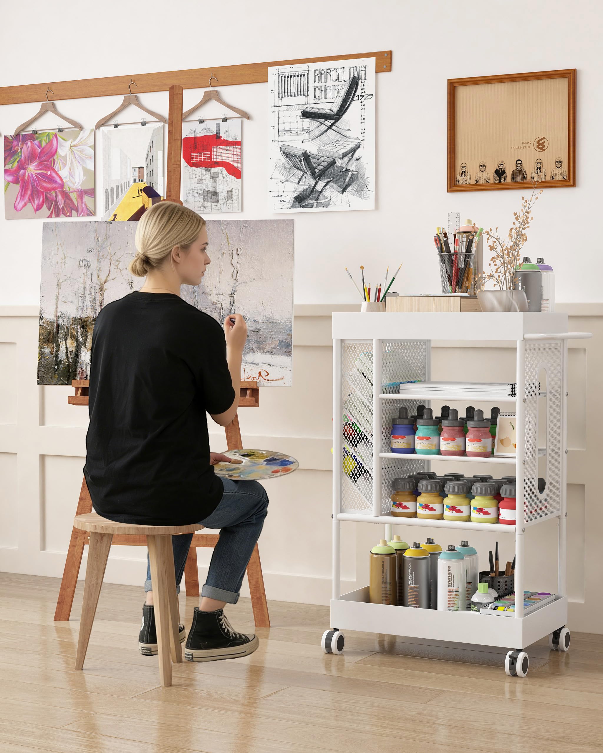 Organizador MetáLico para Materiales Artísticos, 5 Niveles Carro