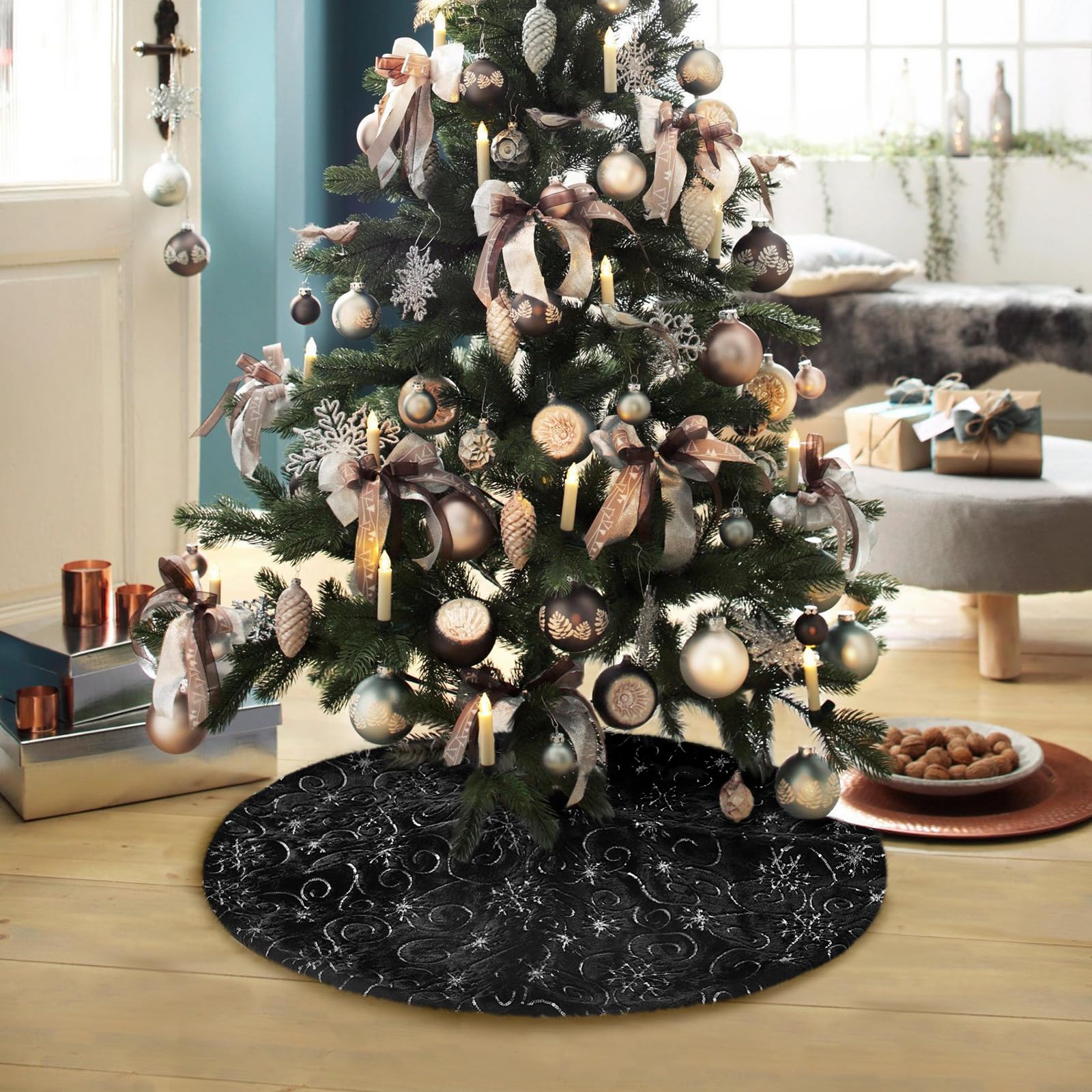 Weihnachtsbaumdecke Rund 120cm - Dwafill Tannenbaum Teppich Mit Festlichem Design