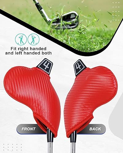 Miniatura 3 de Iron Golf Head Club Set,10pcs Golf Iron Covers, Black Leather Headcover Wedge Covers for Callaway Taylormade Ping Cobra RH and LH Etc