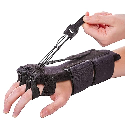 BraceAbility Férula de parálisis nerviosa radial Férula dinámica de caída de muñeca para extensión de muñeca de dedo cojera, sábado por la noche,