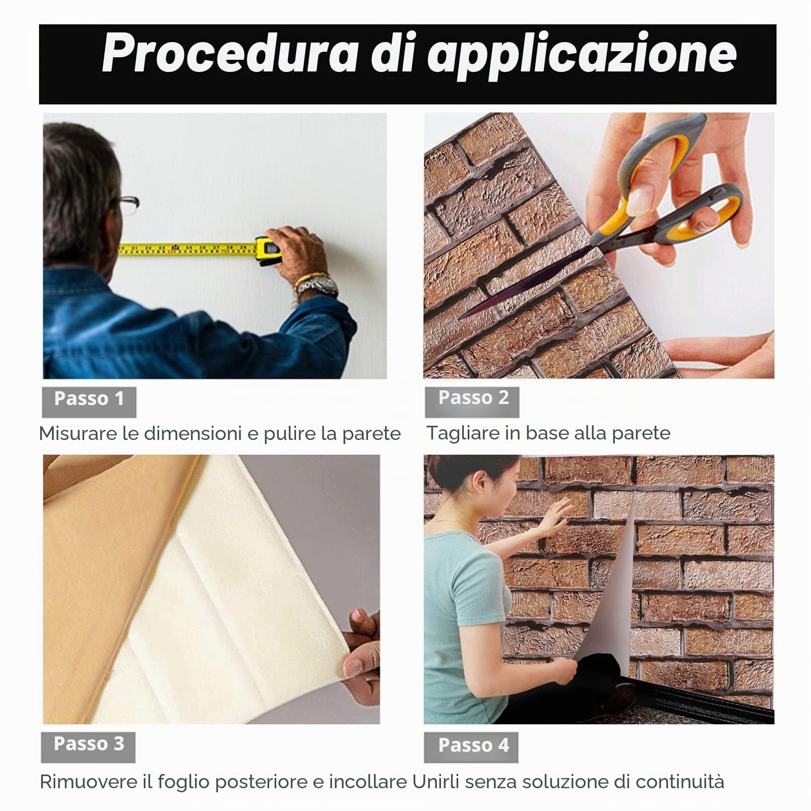 40 pezzi Pannelli Decorativi Per Pareti, Pannelli Adesivi per Pareti, Adesivi Murali 3d, Carta Parati Adesiva Muro, Carta da Parati Adesiva, Pannello Finto Mattone, Finta Pietra per Interni
