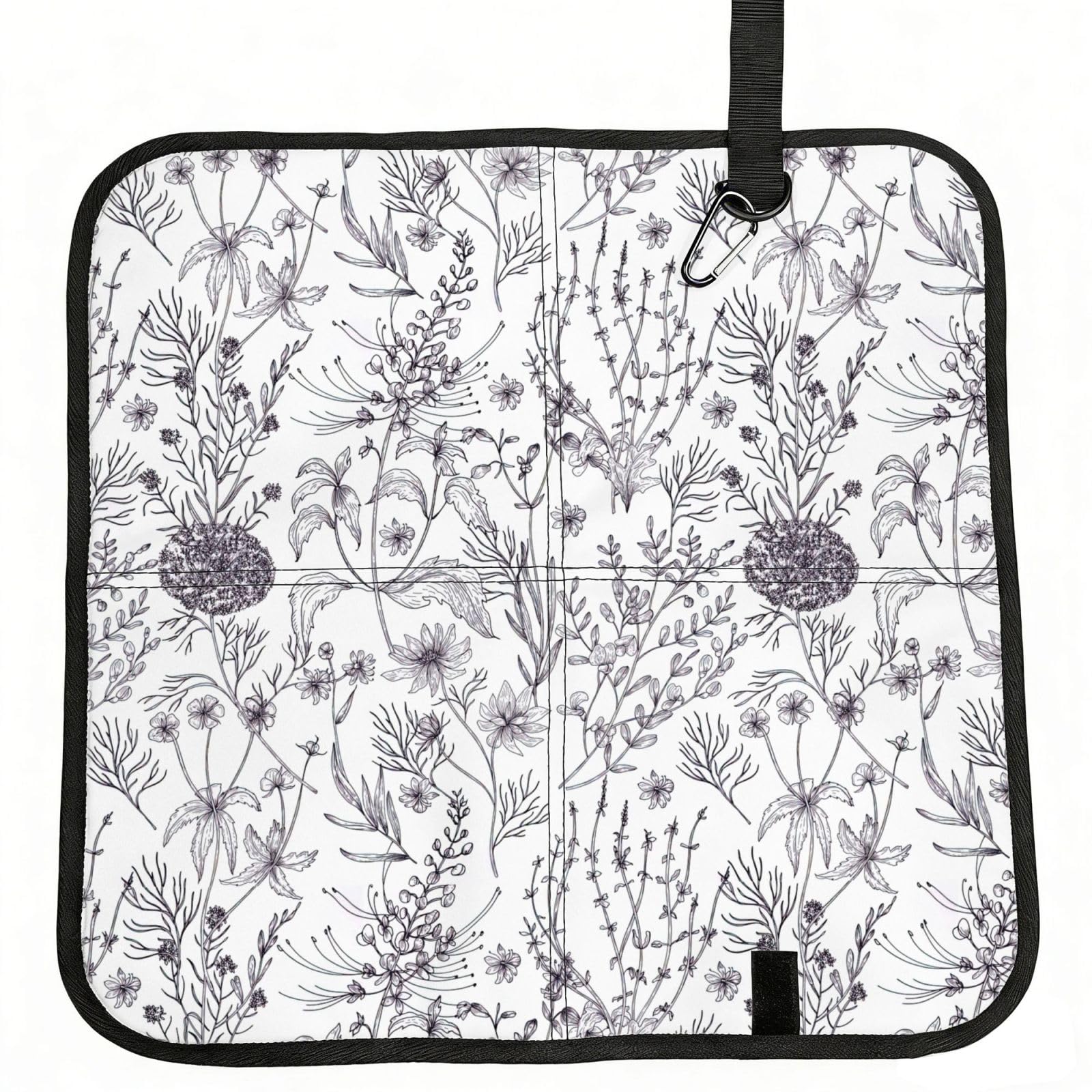 YGLHBDPBF Flowering Herbs and Herbaceous Plants Print Camping seat cushion,Foldable Sitting Pads,Save Backpack Space for Hiking