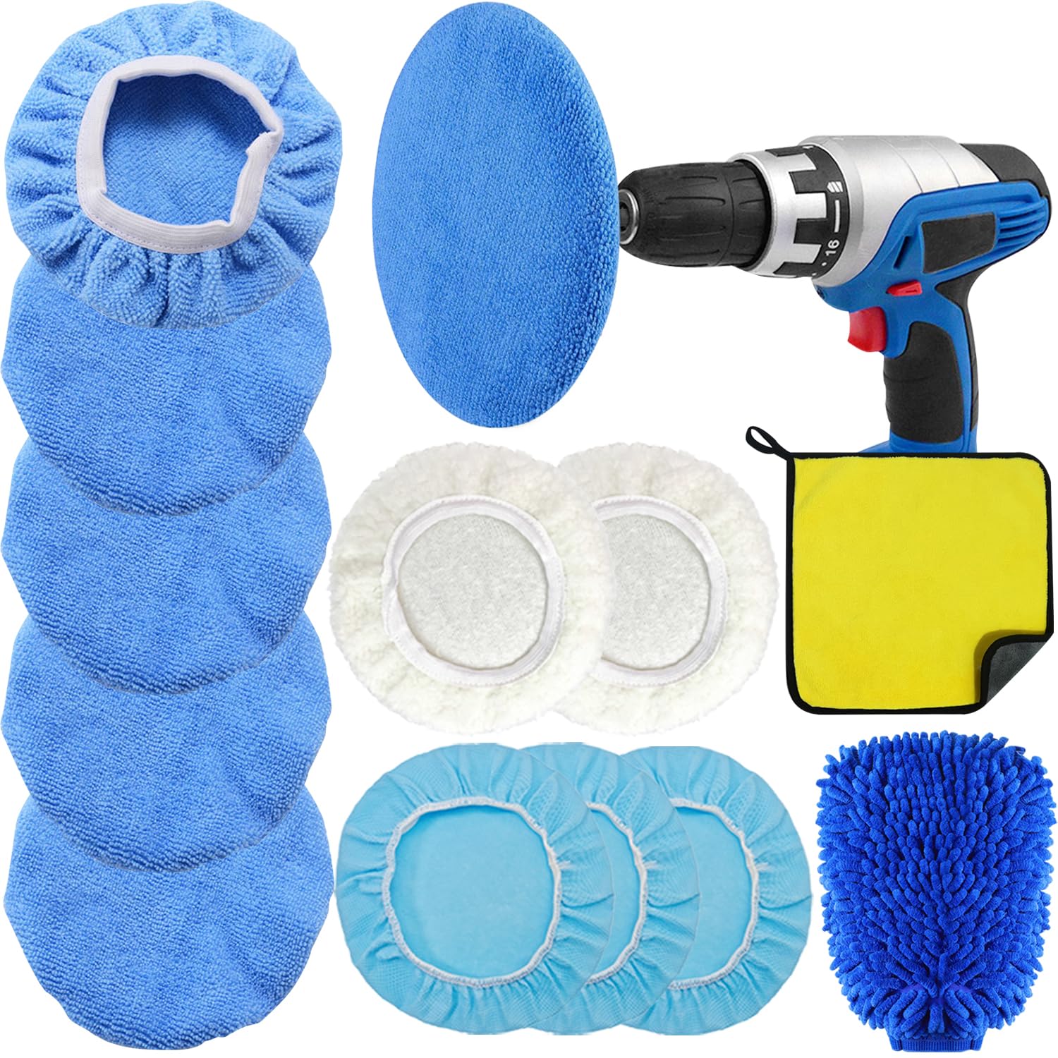 910 Inch Wool Buffer Polisher Pad Kit Sets of 12, Car Polishing