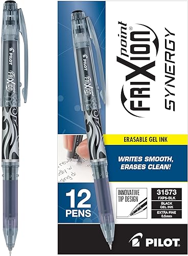 Miniatura 1 de PILOT FriXion Point Synergy - Bolígrafos de tinta de gel borrables y recargables, punta extrafina, tinta negra, paquete de 12 (31573)