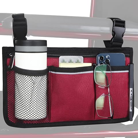 Wheelchair Side Bag, Wheelchair Armrest Storage Pouch wit...