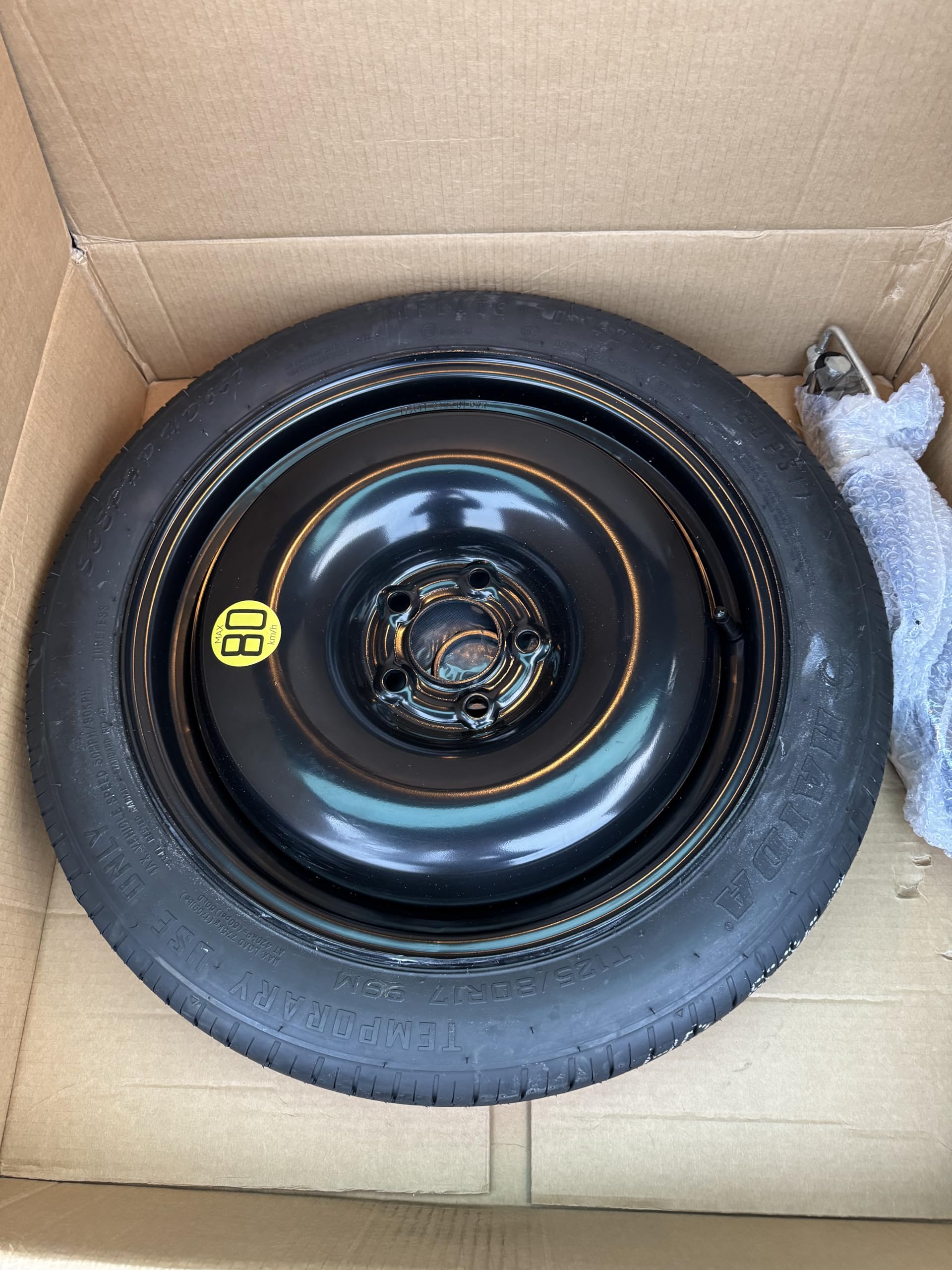 Kit Ruotino di Scorta 16" compatibile con Volkswagen Caddy/Caddy Life con Cric, Chiave, Guanti e Sacca