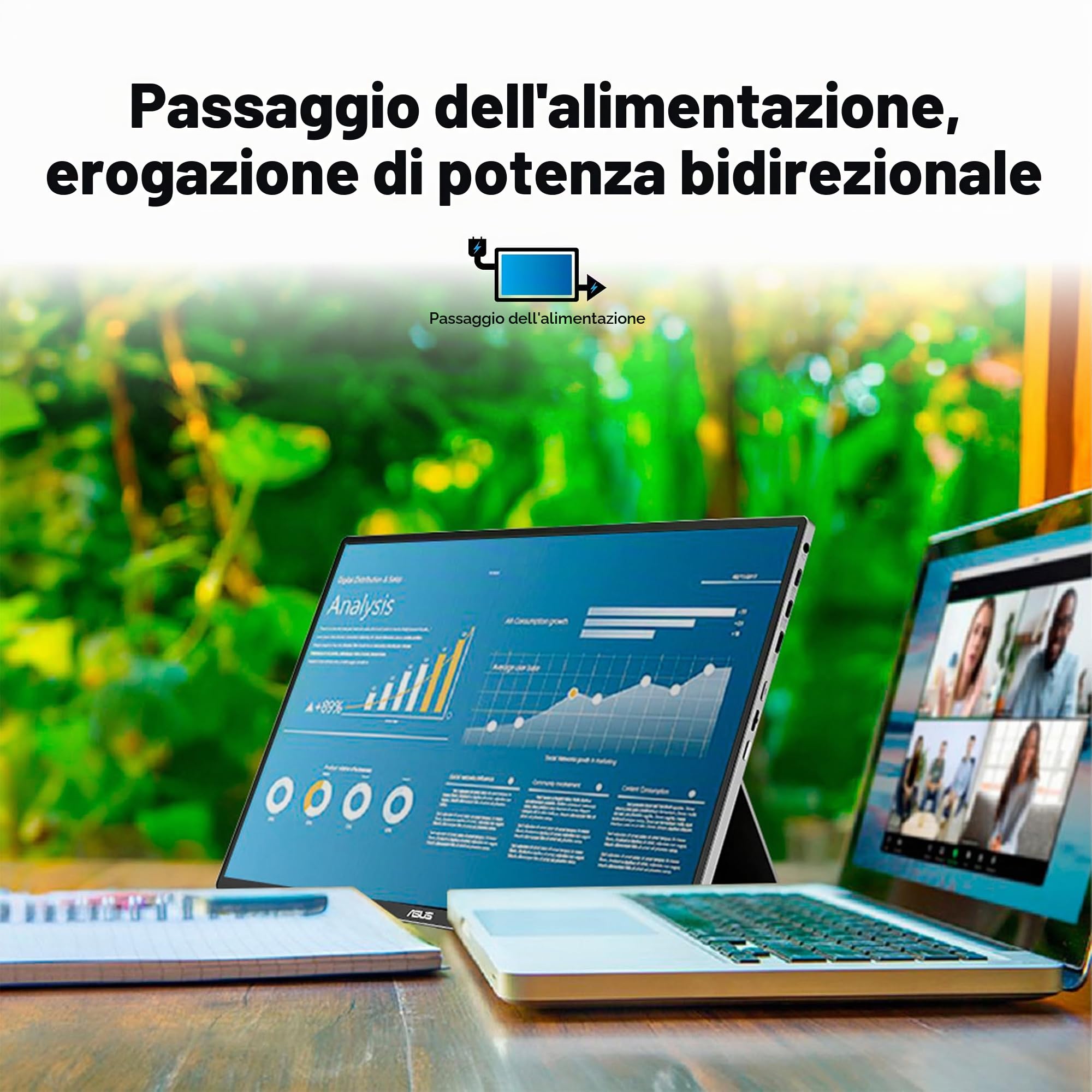 ASUS ZENSCREEN OLED MQ16FC, Monitor Portatile da 15, 6" WUXGA OLED, Nero | (1920 x 1200), 1ms (GTG), 60Hz, Auto Rotazione, Treppiede, USB-C, Mini-HDMI, Power Pass, Flicker Free, Low Blue Light