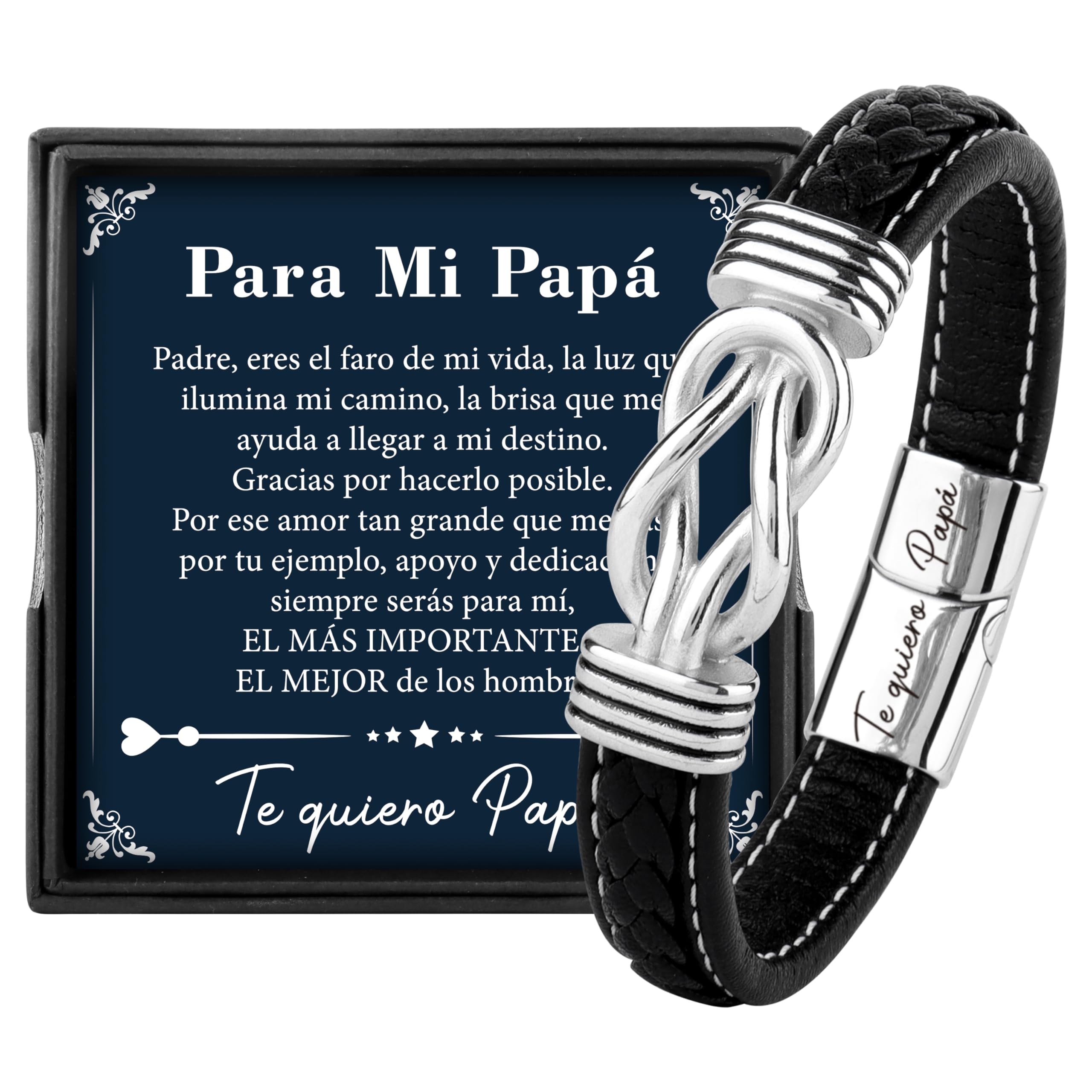 Rebundex Regalos para Padres Regalo Dia del Padre Original Papa Pulsera Cuero, Regalos Día del Padre Regalo Paparegalo Padre