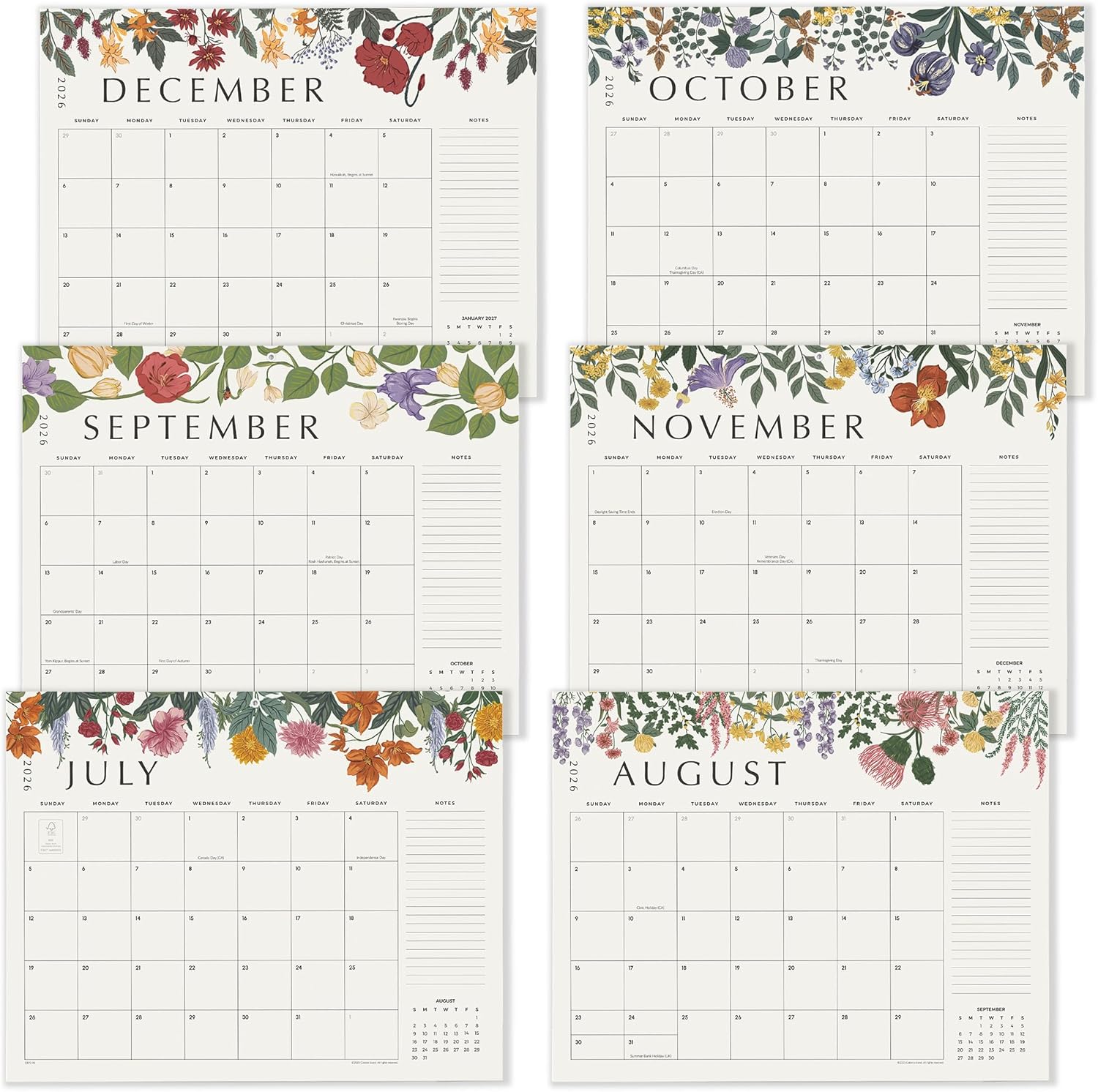 desk calendar 2026 with desktop mat, cabbrix large desk pad calendar 22 x 17 inch runs from july 2026 to december 2027, classic floral design calendar 2026 for home school and office (dark coffee)