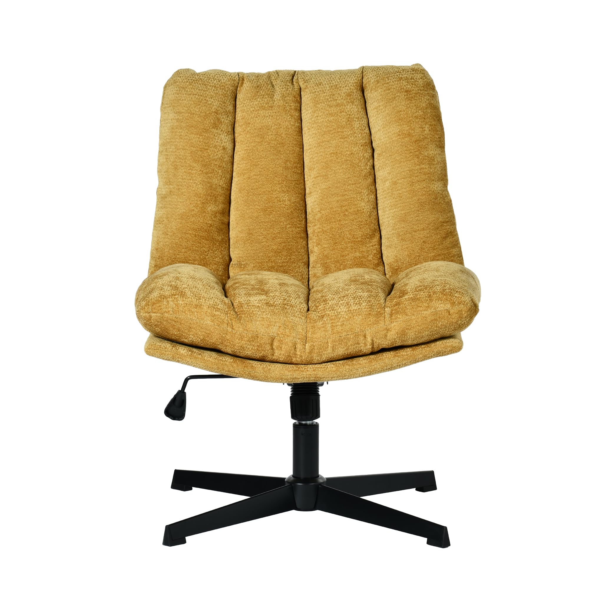 MEUBLE COSY Poltrona Girevole con Altezza Regolabile, Sedia da Salotto Funzione di Inclinazione Libera, Poltroncina Relax con Schienale Seduta Imbottito in Tessuto, Giallo