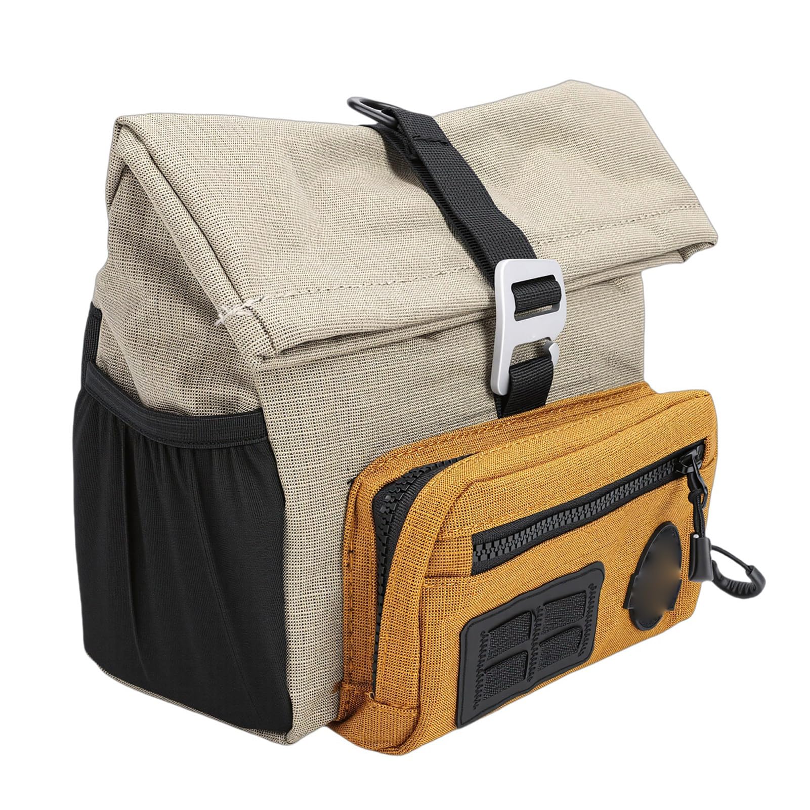 Yosoo Health Gear Borsa da Manubrio per Bici, Custodia Anteriore in Poliestere 300D con Copertura Antipioggia e Tracolla, Borsa da Ciclismo Pieghevole Portatile per Spostamenti Pendolari in Bici da