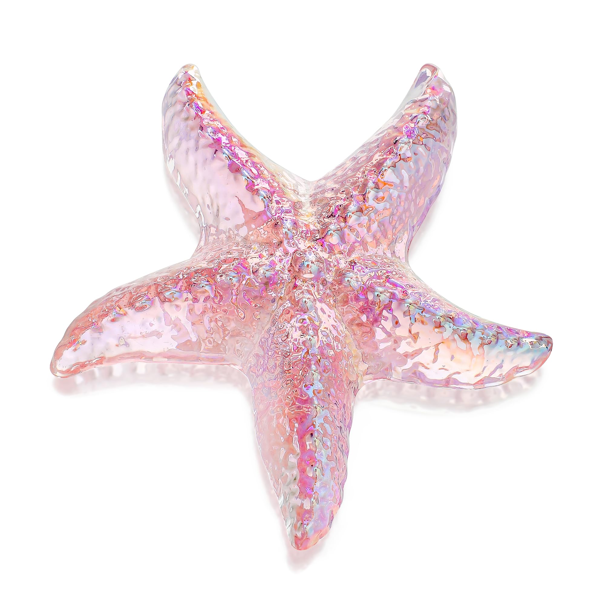 Étoile de mer en verre soufflé à la main artisanat d'art cristal rose 7cm