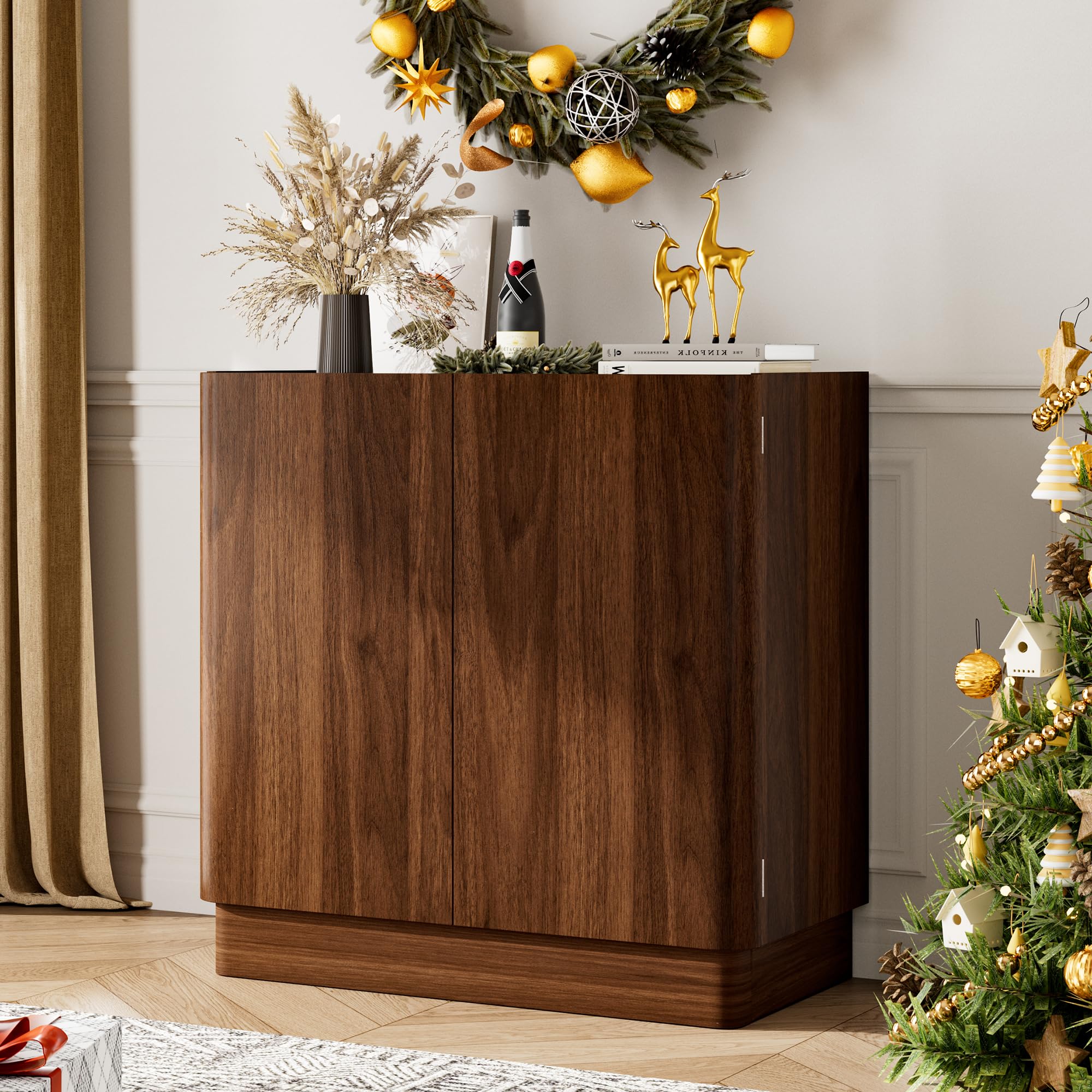 FavourLife Buffet Cabinet, Modern Sideboard Cabinet, Small Storage Cabinet with Doors & Adjustable Shelf, Accent Credenza Sideboard for Kitchen,