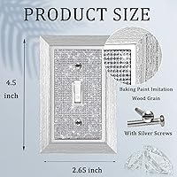 Vista 2 de 4 piezas de diamantes de imitación de imitación de madera de grano de pared cubierta de interruptor de luz de palanca, cubierta decorativa duradera