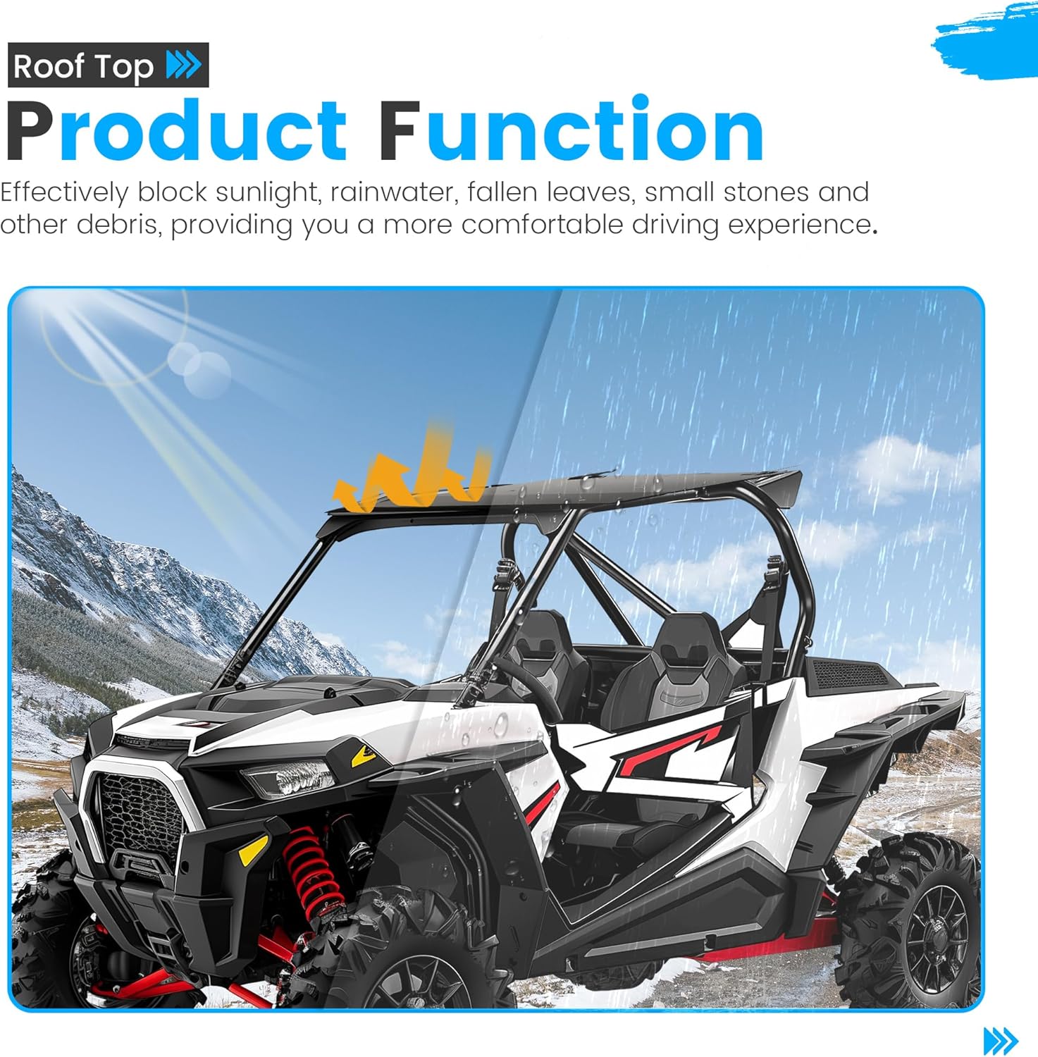 ALMULOO UTV Top Roof Compatible with 2008-2016 Polaris RZR 570 800 XP 900(2 Door Model) Hard Roof Top Black Aluminum Powder Coated