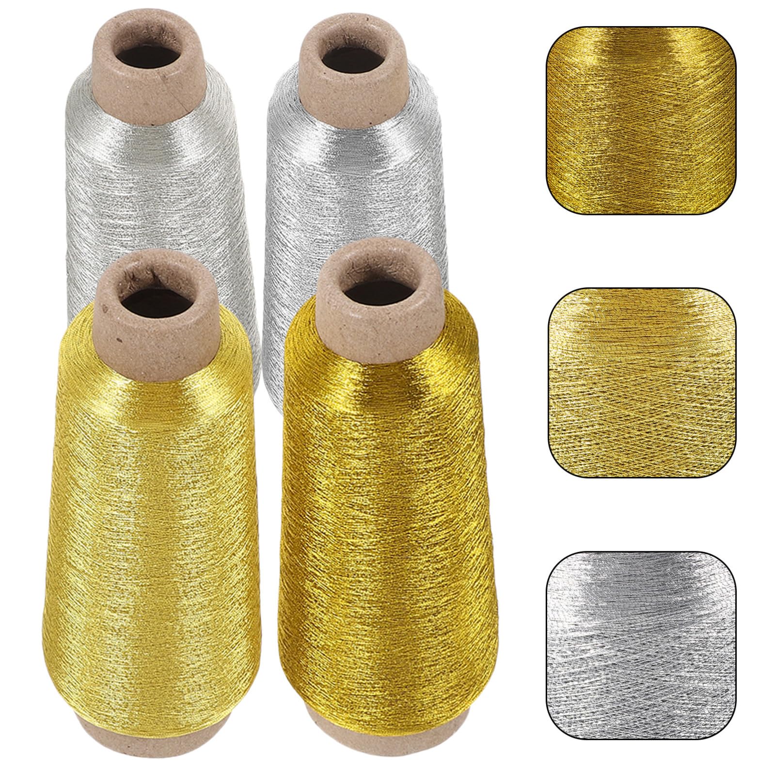 Kichvoe 4rotoli Filo da Ricamo Metallico per Cucito e Handcraft Filo Sottile e Luminoso per DIY e Leggero per Ricamo Mano e Decorazioni Casa