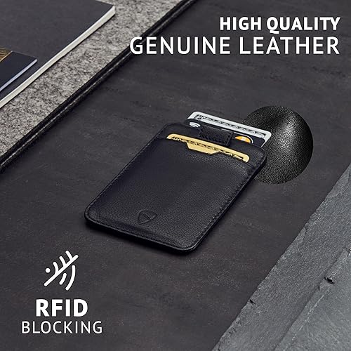 Miniatura 3 de Vaultskin CHELSEA - Tarjetero de cuero delgado Cartera minimalista con bolsillo frontal para hombres con bloqueo RFID Cartera minimalista para