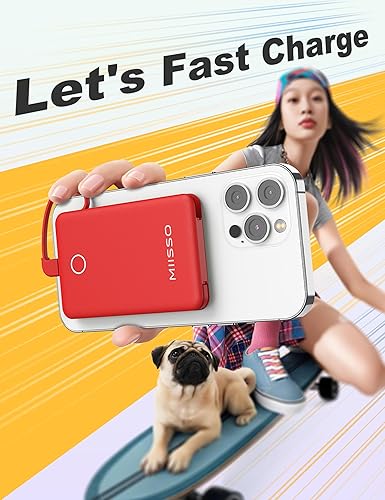 Miniatura 6 de Banco de energía ultra delgado de 6000 mAh, batería externa de 3 salidas compatible con iPhone, Samsung, Google, color rojo